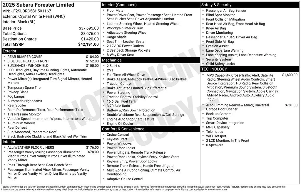 Used 2025 White Subaru Limited image 44