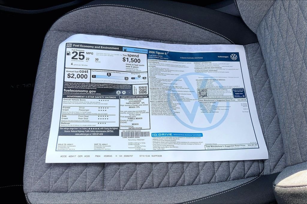 New 2026 Pure White Volkswagen 2.0T S image 14