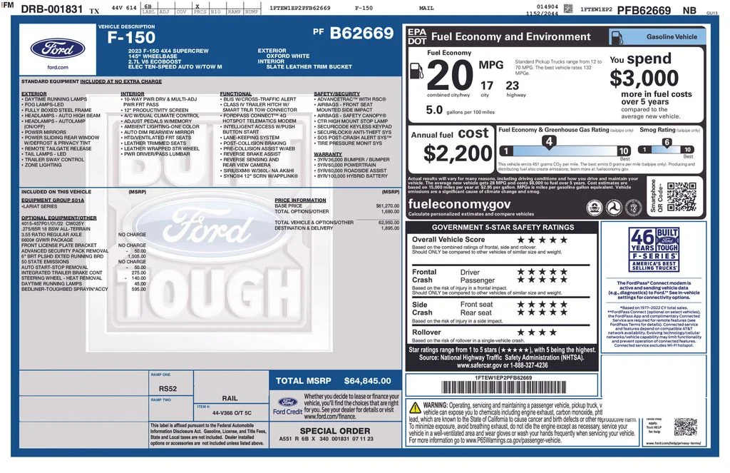 Used 2023 White Ford Lariat image 5