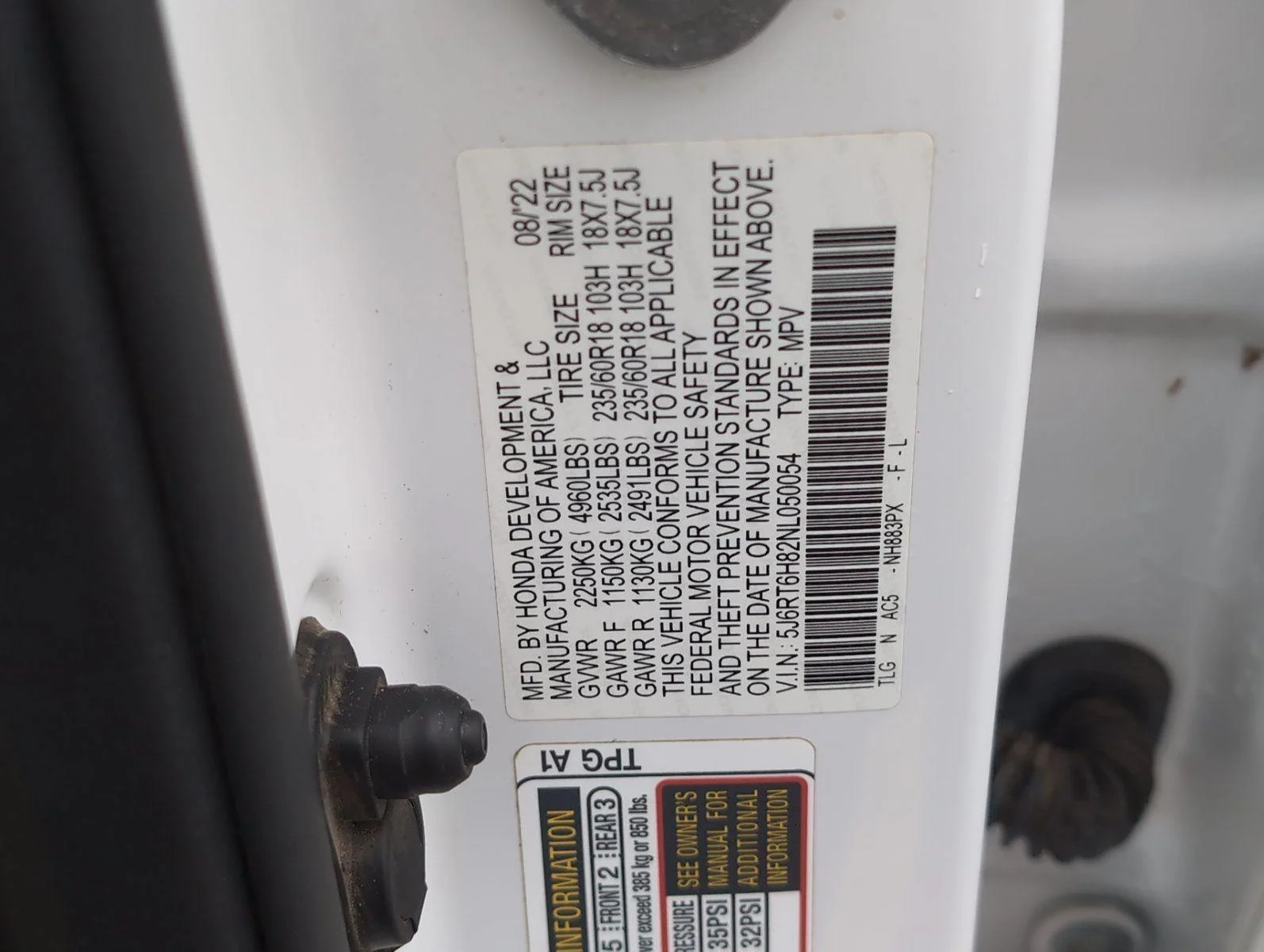Used 2022 Platinum White Pearl Honda EX-L image 13
