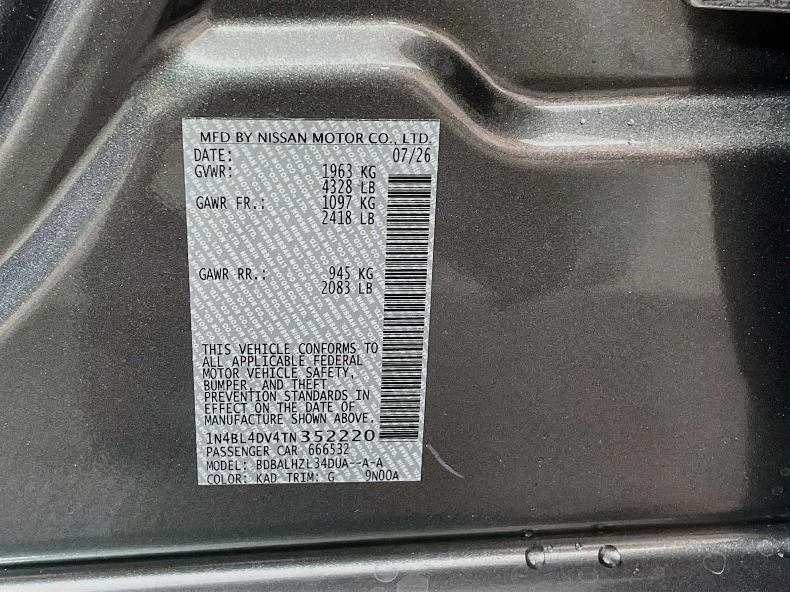 New 2026 Gun Metallic Nissan SV image 6