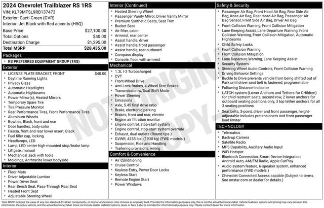 Used 2024 Cacti Green Chevrolet RS image 5