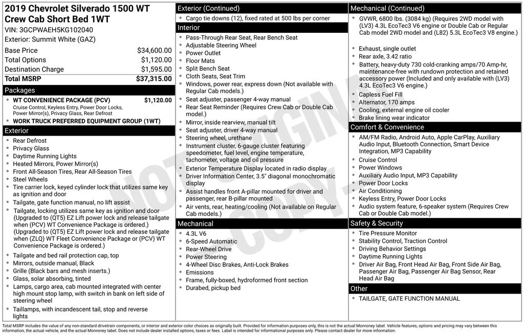 Used 2019 White Chevrolet WT image 17