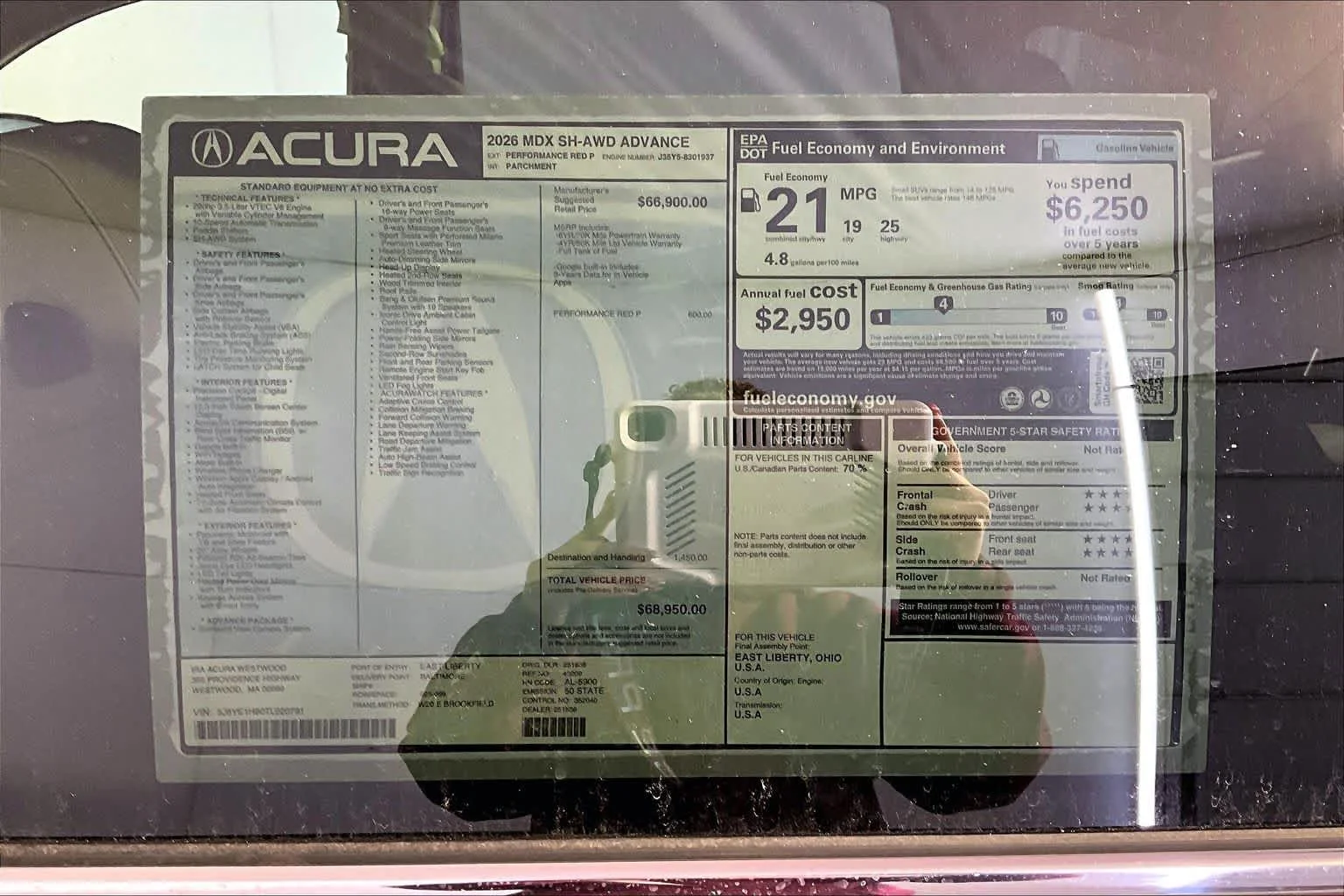 New 2026 Performance Red Pearl Acura With Advance Package image 19