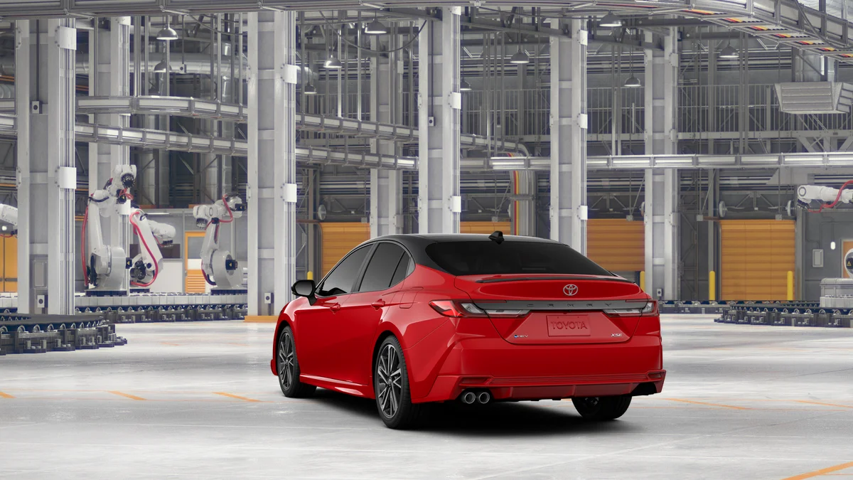 New 2026 Supersonic Red with Midnight Black Metallic roof Toyota XSE image 7