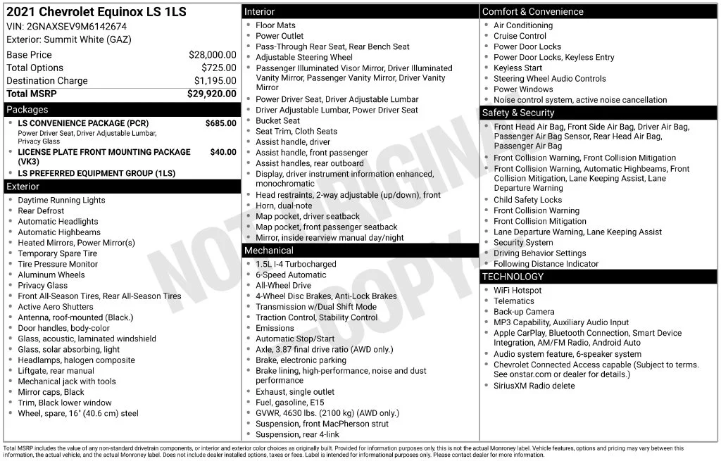 Used 2021 White Chevrolet LS image 8