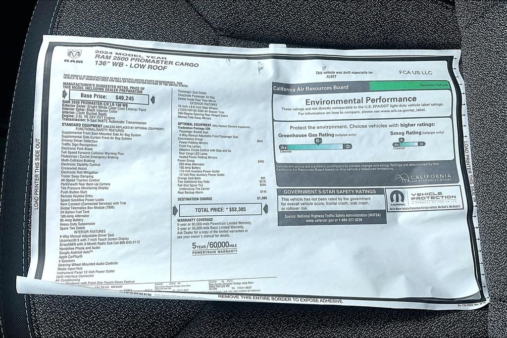 New 2024 Ram ProMaster 2500 Base 3D Cargo Van