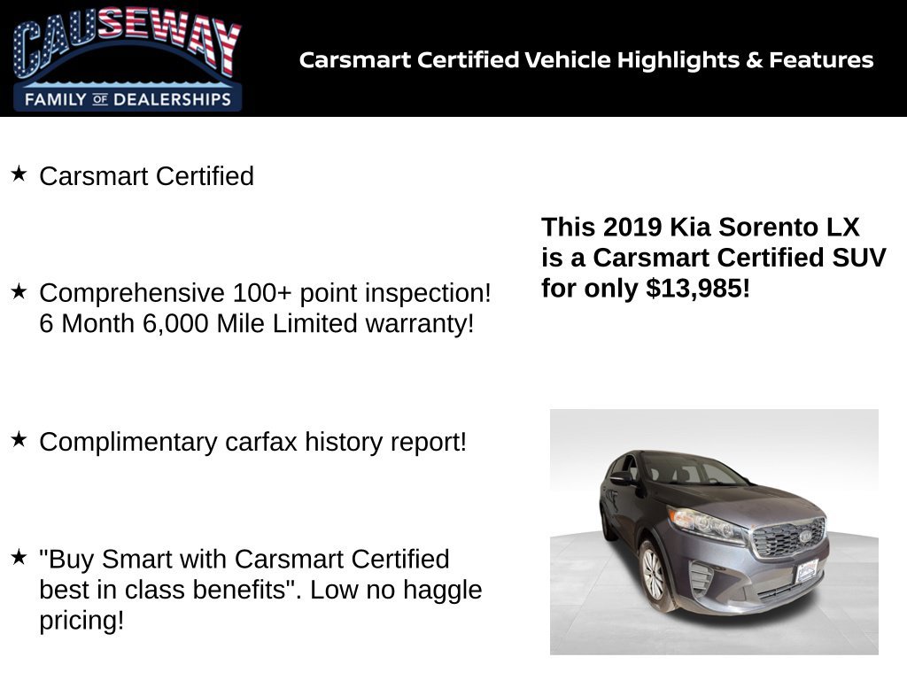 Used 2019 Kia Sorento LX with VIN 5XYPG4A38KG556161 for sale in Stafford Township, NJ