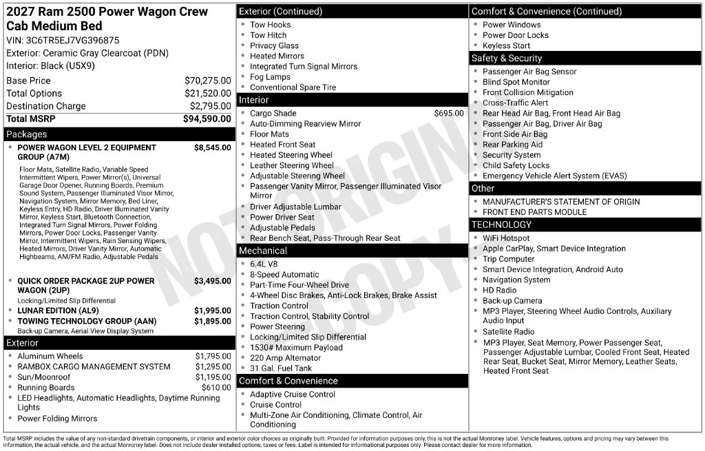 New 2027 Ceramic Gray Clear-Coat Paint RAM Power Wagon image 6