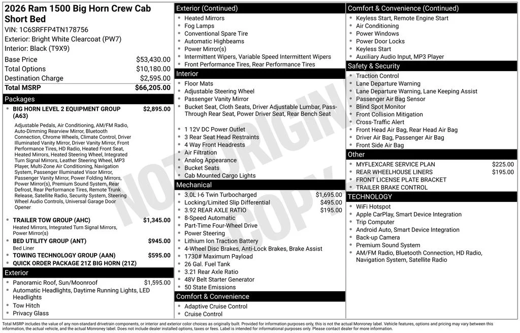New 2026 Bright White Clear-Coat Exterior Paint RAM Big Horn/Lone Star image 6