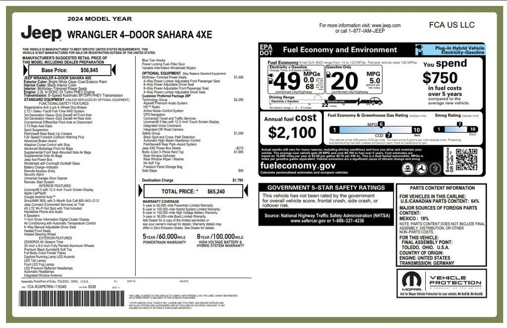 Used 2024 White Jeep Sahara 4xe image 2