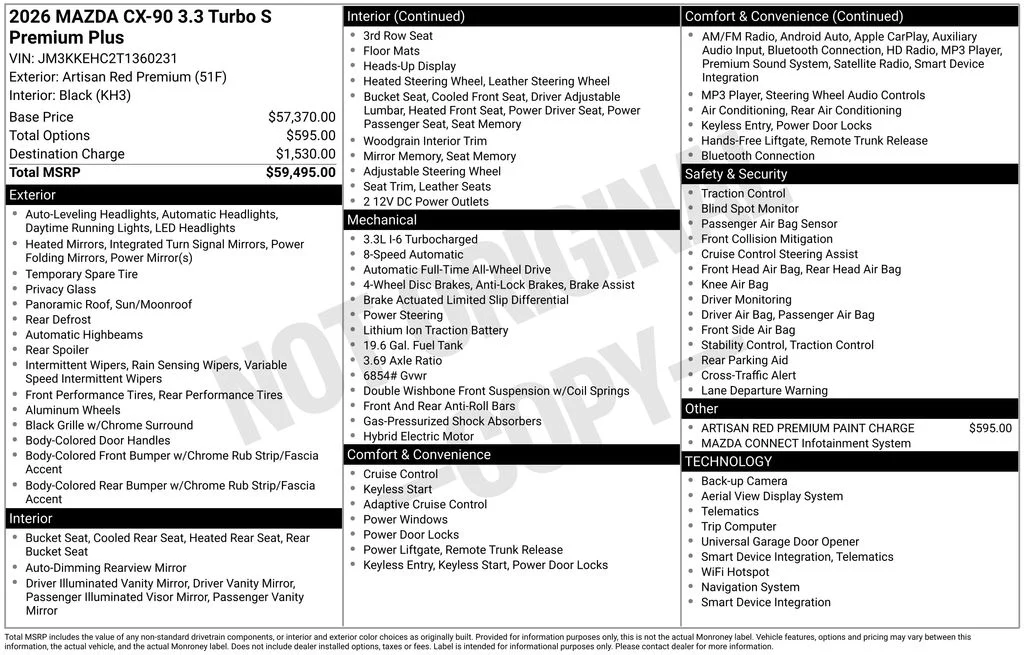 New 2026 Artisan Red Premium Mazda 3.3 Turbo S Premium Plus image 6