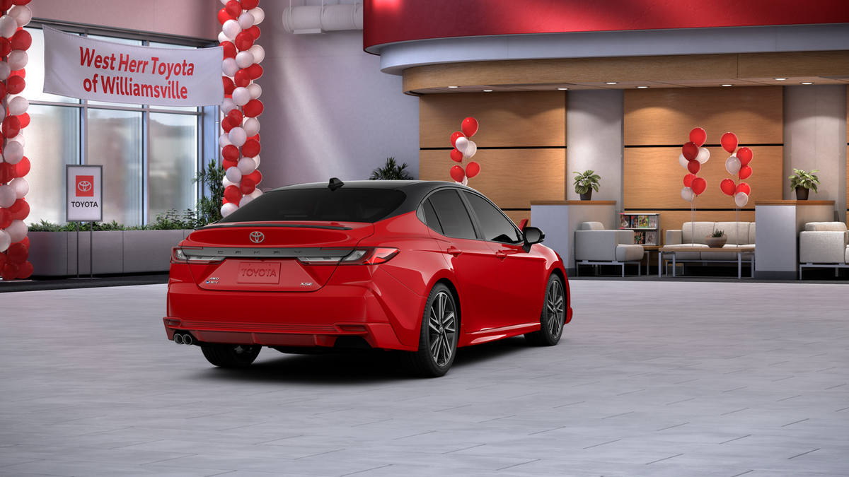 New 2026 Supersonic Red with Midnight Black Metallic roof Toyota XSE image 9