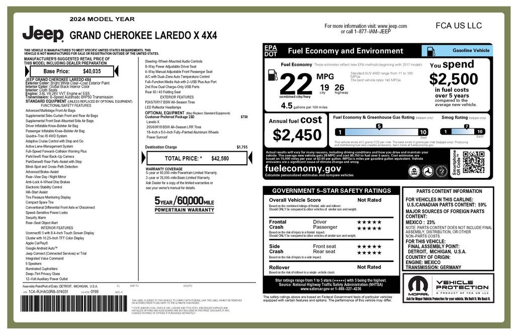 Certified Used 2024 White Jeep Laredo image 4