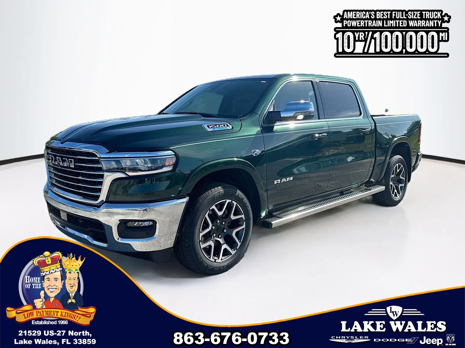 New 2026 Serrano-Green Metallic Exterior Paint RAM Laramie image 2