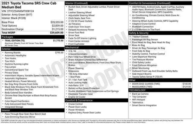 2021 Toyota Tacoma SR5 Double Cab 4WD V6 Auto Short Bed's photo