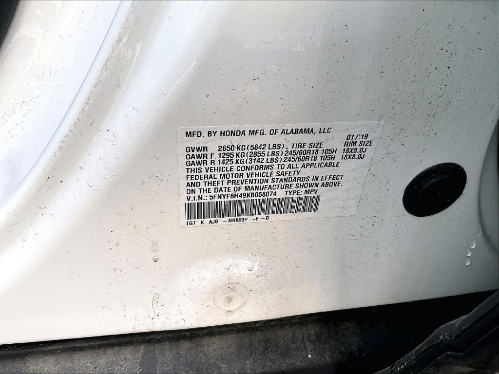 Used 2019 White Honda EX-L image 9