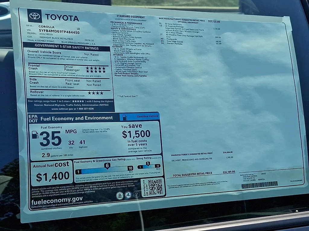 New 2026 Midnight Black Metallic Toyota  LE image 3