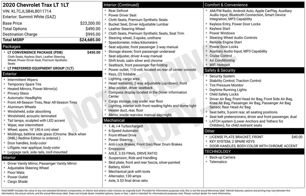 Used 2020 White Chevrolet LT image 3