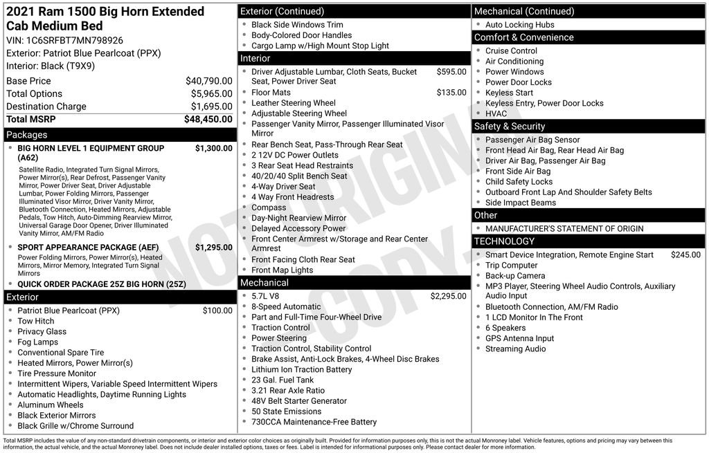 2021 RAM Ram 1500 Pickup Big Horn/Lone Star - Photo 51