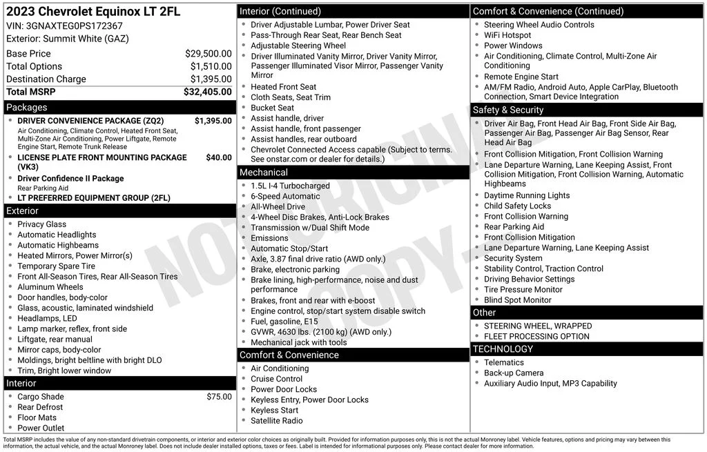 Used 2023 White Chevrolet LT image 7