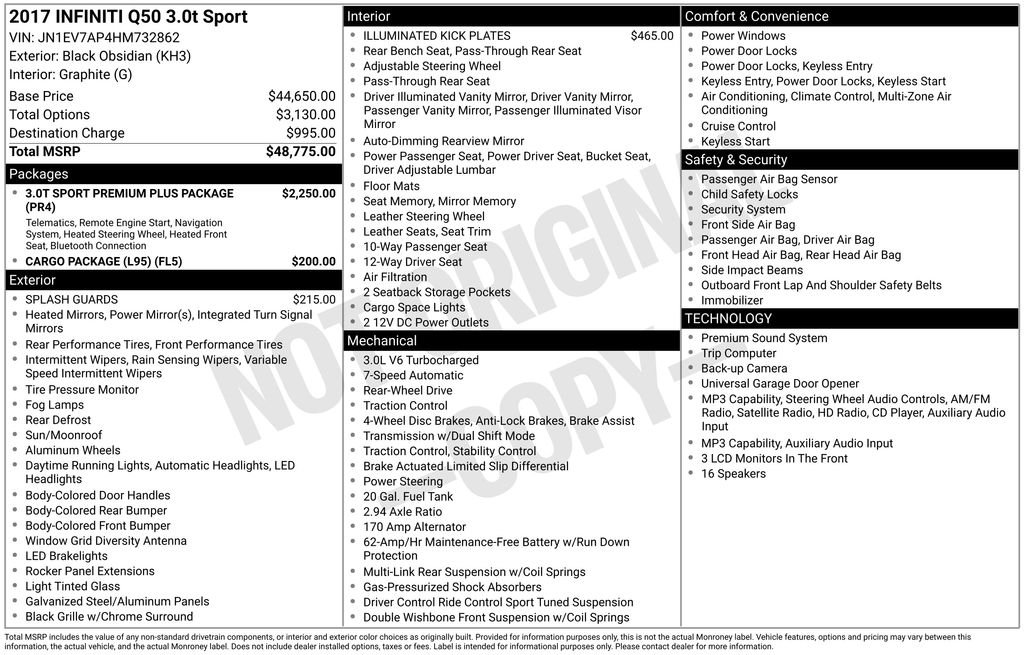 Used 2017 Black Obsidian INFINITI Sport image 4