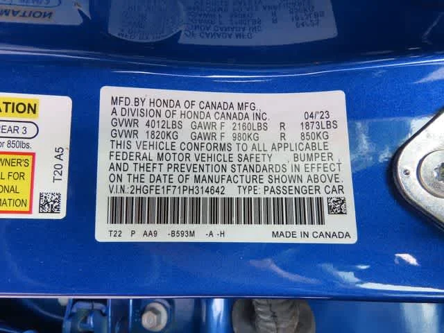Certified Used 2023 Aegean Blue Metallic Honda EX image 25