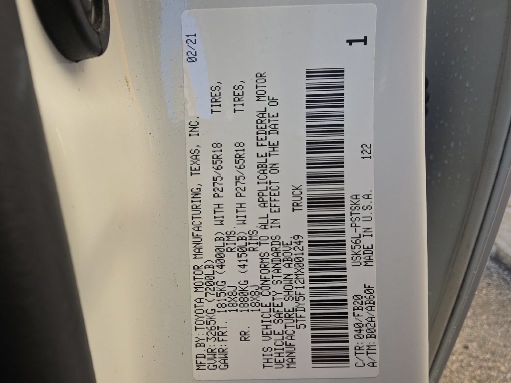 Certified Used 2021 White Toyota SR5 image 16