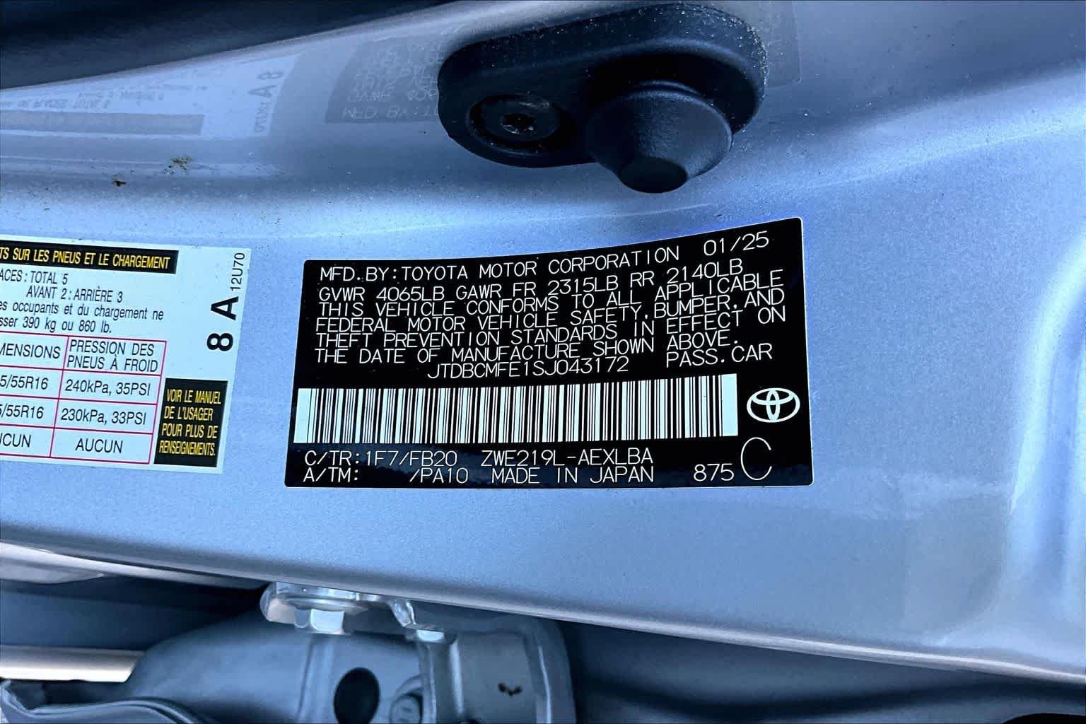 Used 2025 Classic Silver Metallic Toyota Hybrid LE image 34