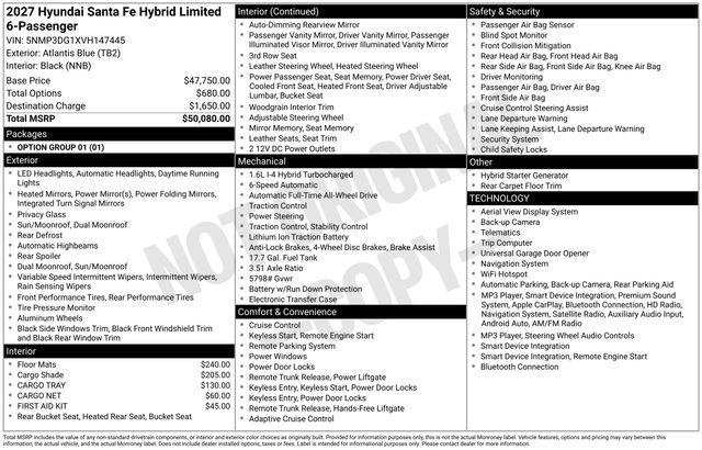 New 2027 Atlantis Blue Hyundai Limited image 32