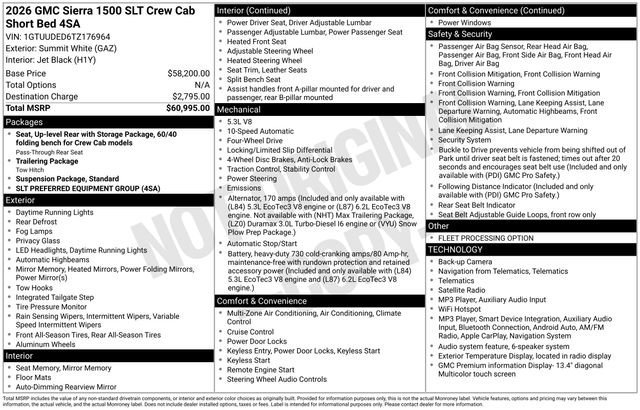 Used 2026 Summit White GMC SLT image 36