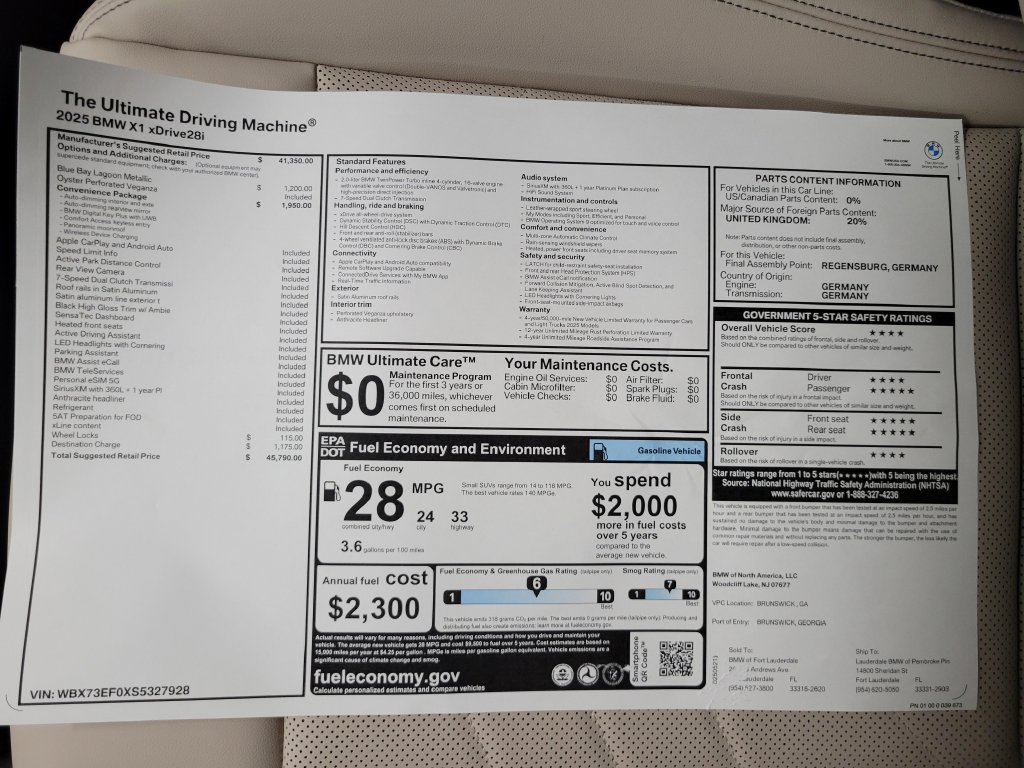 Certified Used 2025 Blue Bay Lagoon Metallic BMW xDrive28i image 14