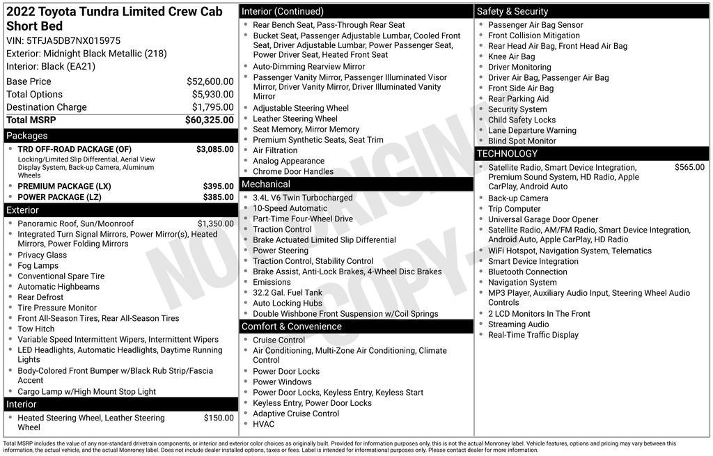 Used 2022 Black Toyota Limited image 2