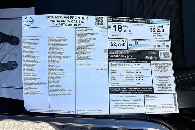 New 2026 Nissan Frontier Crew Cab SWB PRO-4X