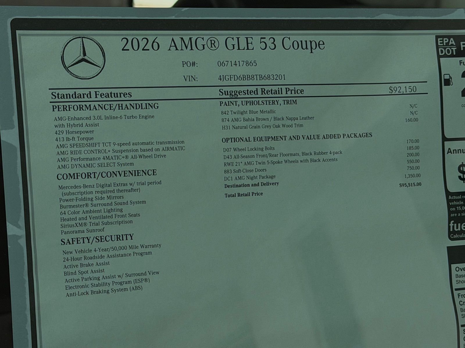 New 2026 Twilight Blue Metallic Mercedes-Benz AMG® GLE 53 4MATIC+ Coupe image 24