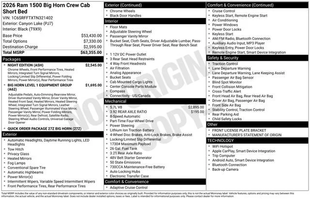 New 2026 Canyon Lake Exterior Paint RAM Big Horn image 30