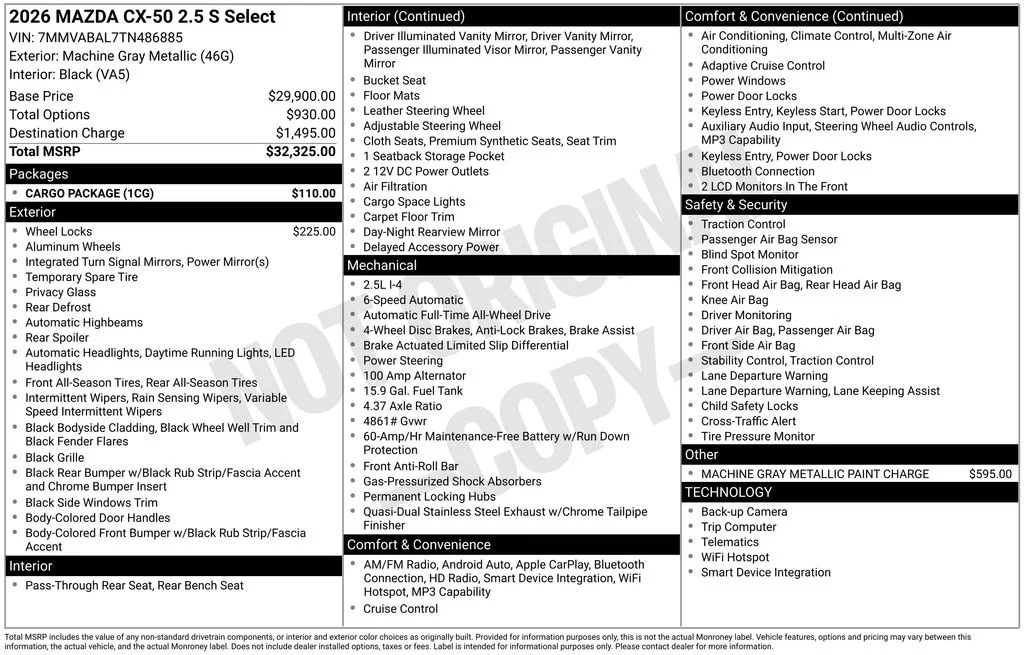 New 2026 Machine Gray Metallic Mazda 2.5 S Select image 2