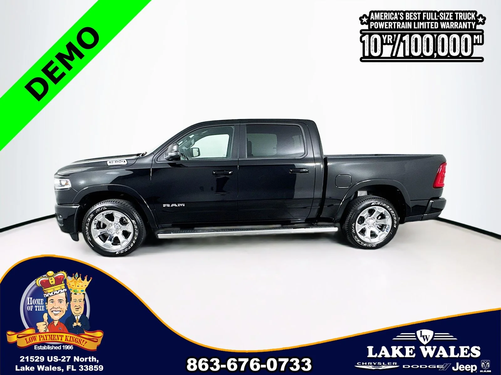 New 2026 Diamond Black Crystal Pearl-Coat Exterior Paint RAM Big Horn/Lone Star image 3