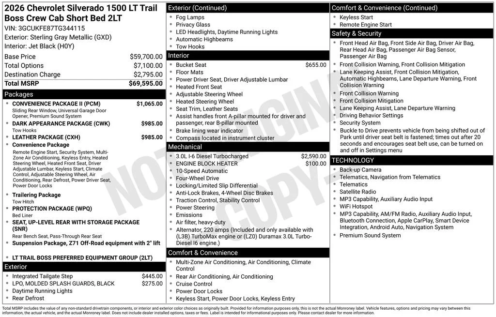New 2026 Sterling Gray Metallic Chevrolet LT Trail Boss image 8