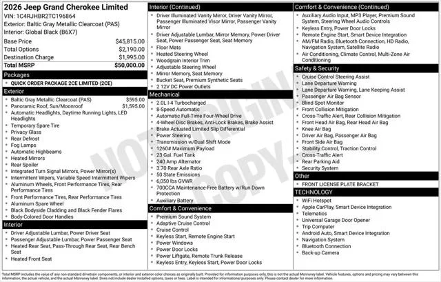 New 2026 Baltic Gray Metallic Clear-Coat Exterior Paint Jeep Limited image 12