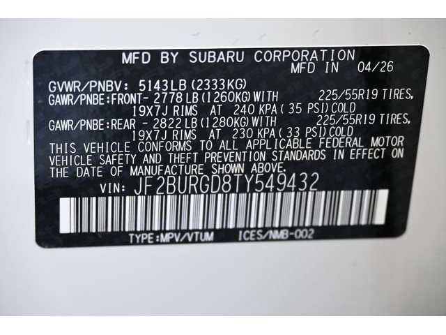 New 2026 White Subaru Limited XT image 55
