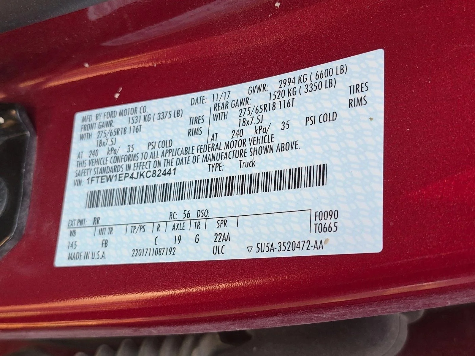 Used 2018 Ruby Red Metallic Tinted Clearcoat Ford XLT image 11