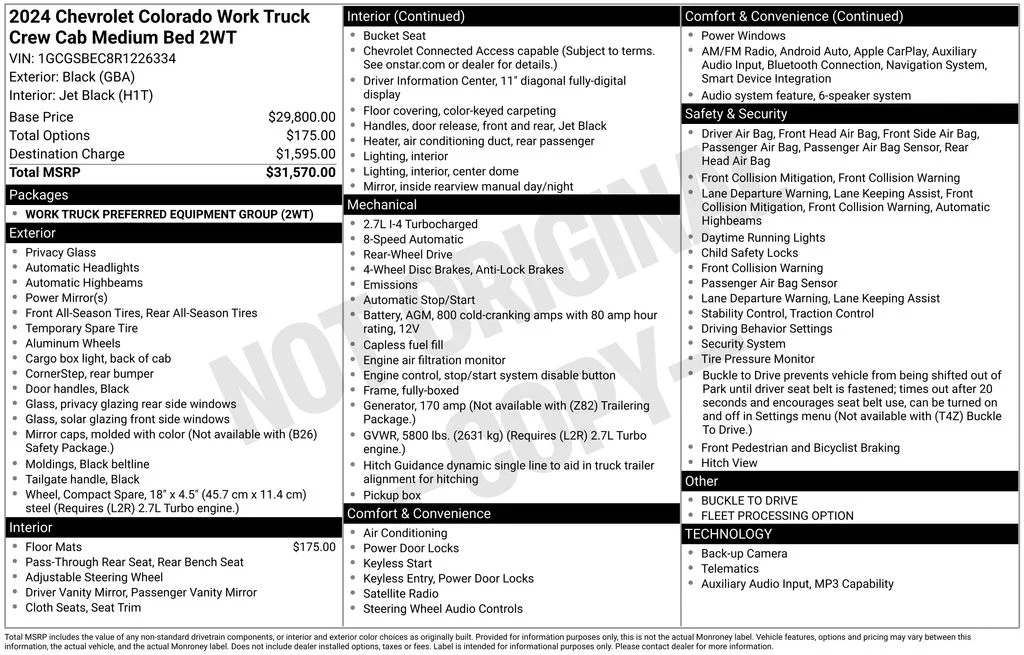 Used 2024 Black Chevrolet Work Truck image 6