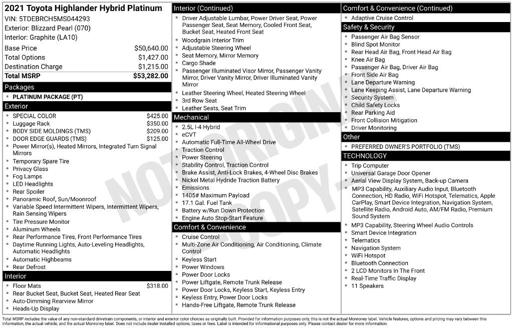Certified Used 2021 White Toyota Platinum image 2