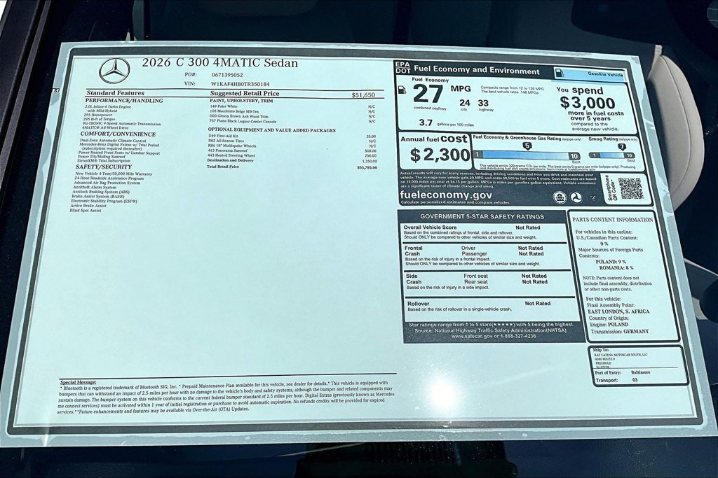 New 2026 Polar White Mercedes-Benz C 300 image 27