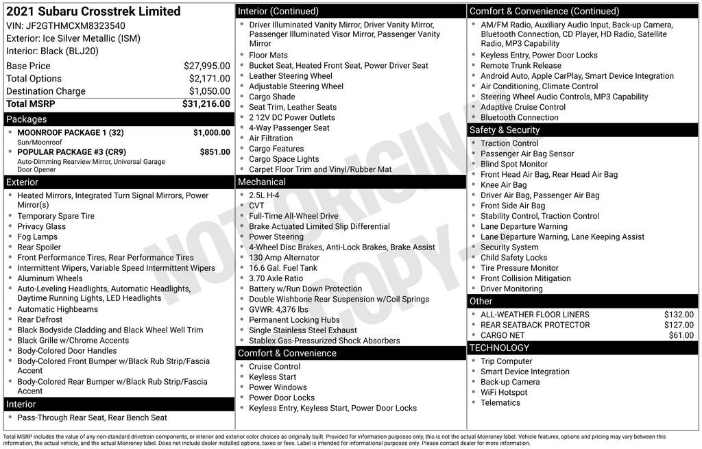 2021 Subaru Crosstrek Limited