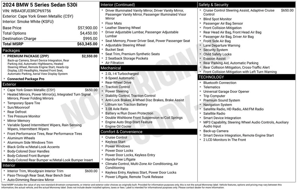 Certified Used 2024 Cape York Green Metallic BMW 530i image 1