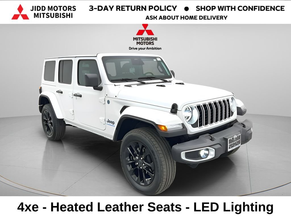 Used 2025 Bright White Clearcoat Jeep Sahara 4xe image 3