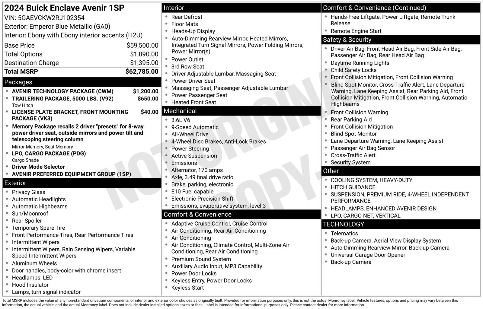 Used 2024 Buick Enclave Avenir with VIN 5GAEVCKW2RJ102354 for sale in Brainerd, Minnesota