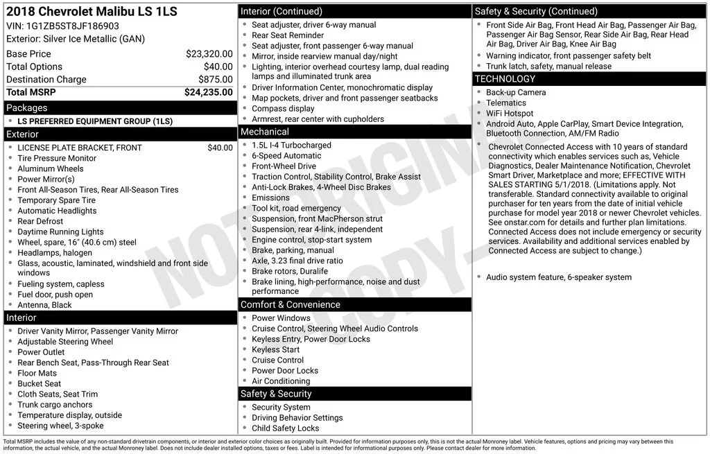 Used 2018 Silver Chevrolet LS image 6